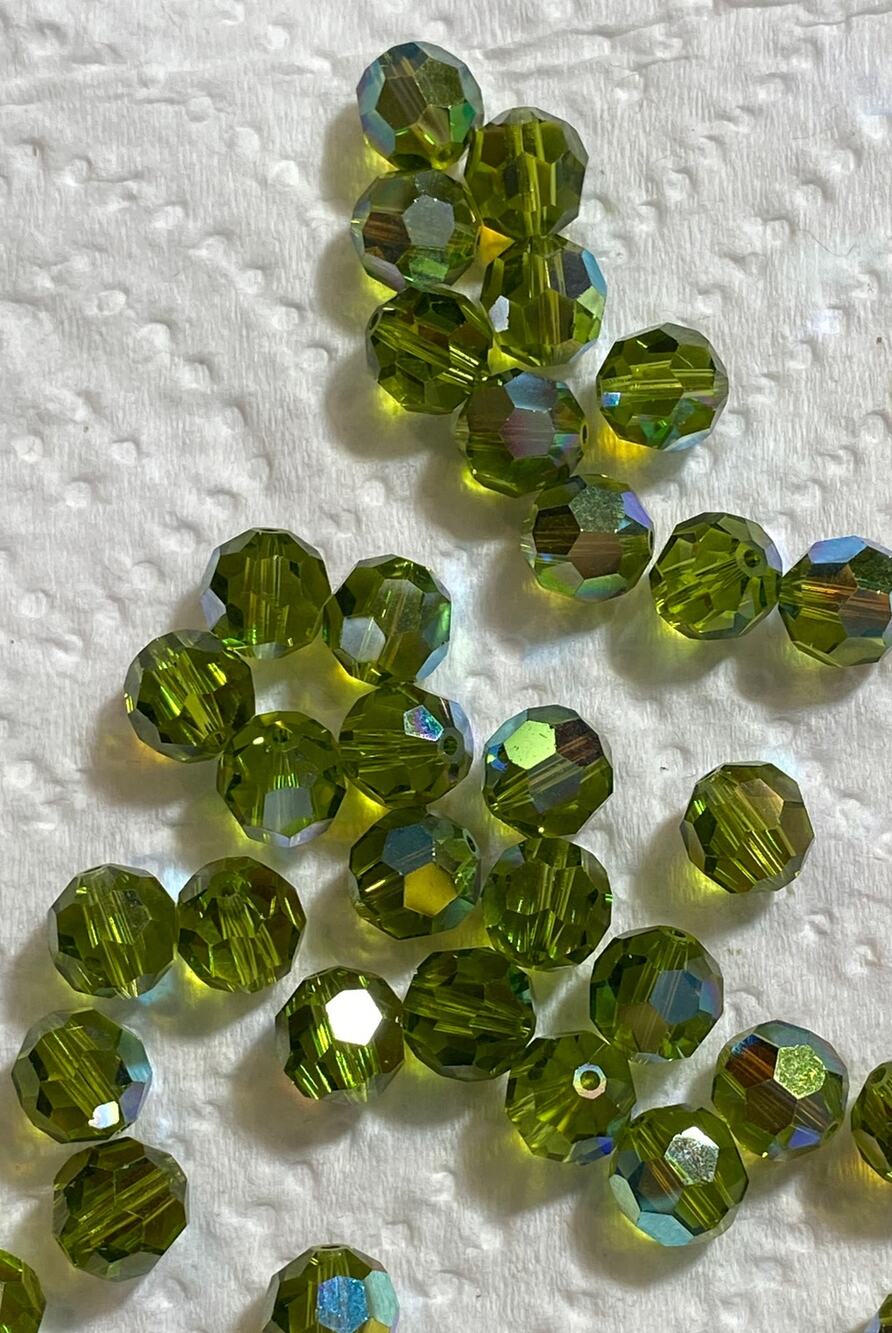 Vintage (NOS) Swarovski-style 8mm Loose Green Crystal Beads
